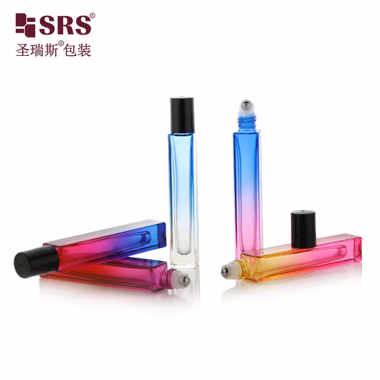 Produtos em estoque, formato quadrado, tampa curta preta, bola de metal, 10ml, frascos de luxo para perfume